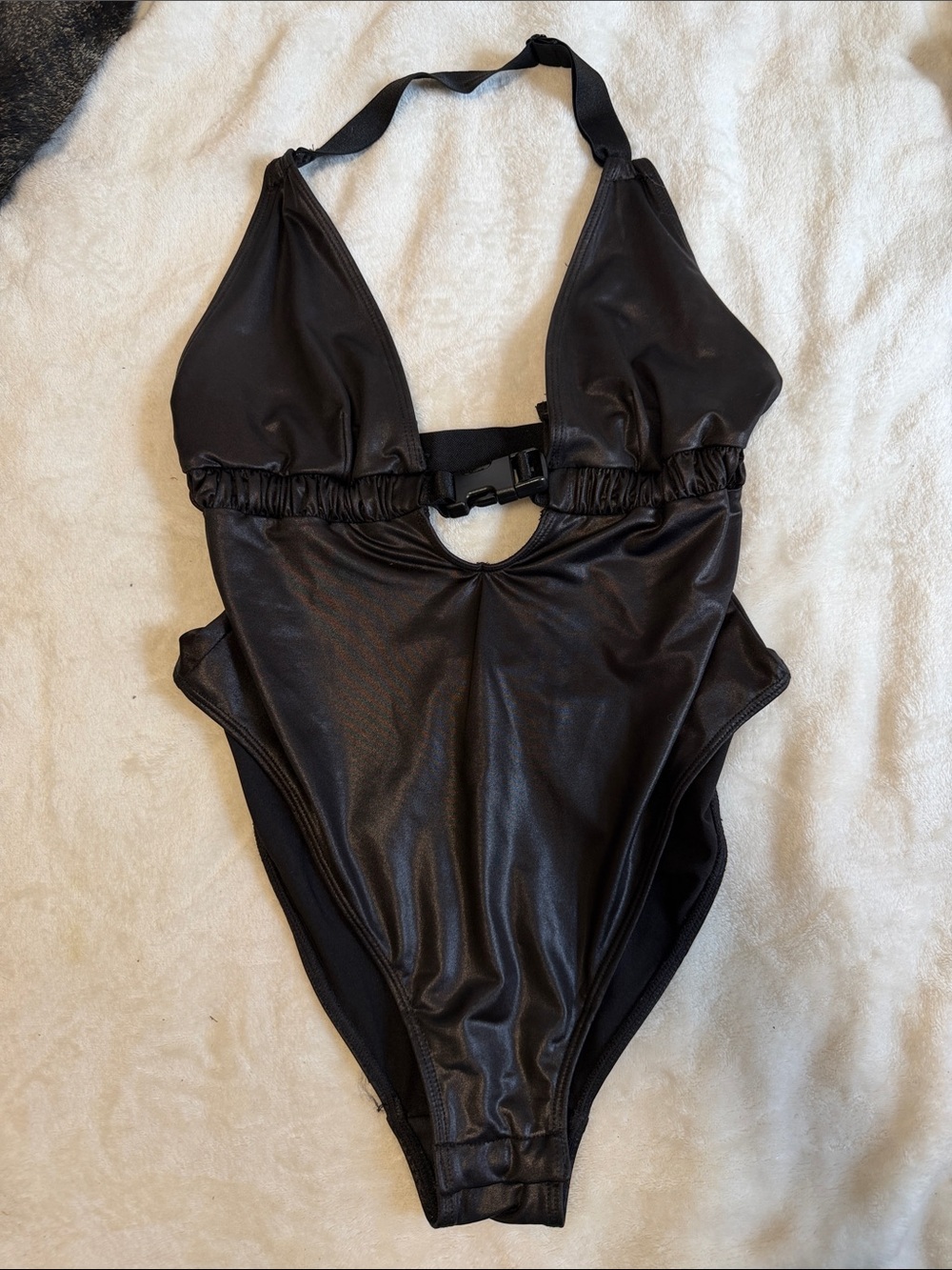 Black leather bodysuit